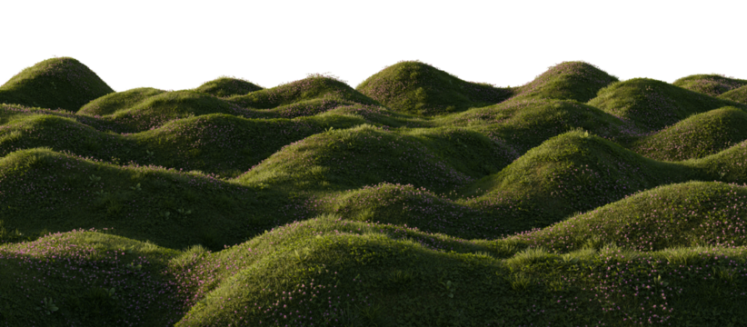 Hills with grass on a transparent background. 3D rendering.	
 - Powered by Adobe