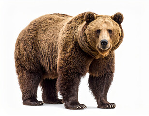 Big brown bear isolated on white background