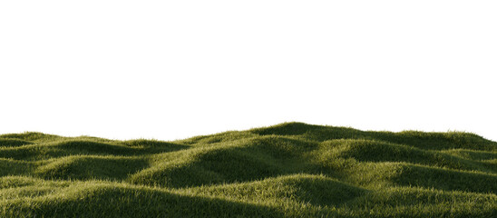 Hills with grass on a transparent background. 3D rendering.	

