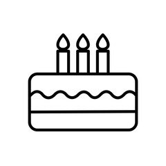 Birthday cake icon vector in line style 