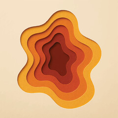 Abstract Layered Paper Cut Design  Warm Autumnal Hues and Organic Shapes,  Illustrative Vector Art