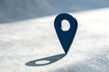 Blue gps pin icon on an Italian winter map with snow and a heart-shaped road