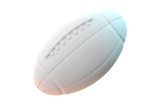 Three-dimensional rendering of a white american football isolated on a black background.