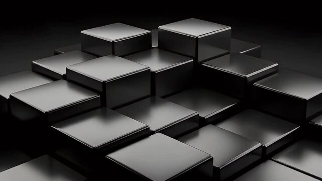 Elegant black cubes in abstract lighting
