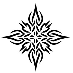 Black and white tribal starburst design, vector illustration