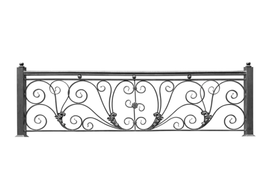 Old metal fence with ornaments. B.