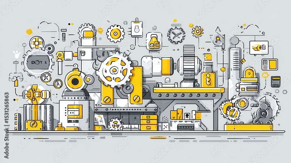 Poster industrial automation streamlining efficient processes symbolizing innovation in production