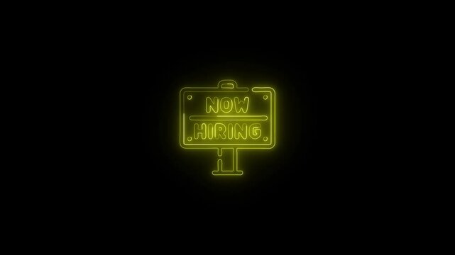 Hiring Sign Icon HD Video black background