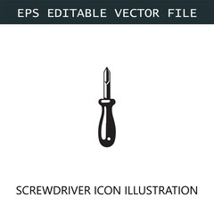 Screwdriver Icon Logo Vector Image in Black and White
