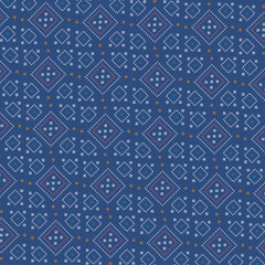 Retro Indian Blue Bandhani Fabric Traditional Pattern Vector