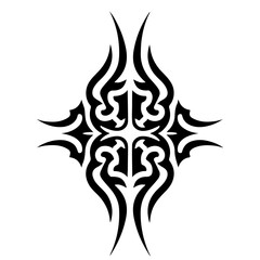 Black Tribal Tattoo Design, Vector Illustration, Ornamental Pattern