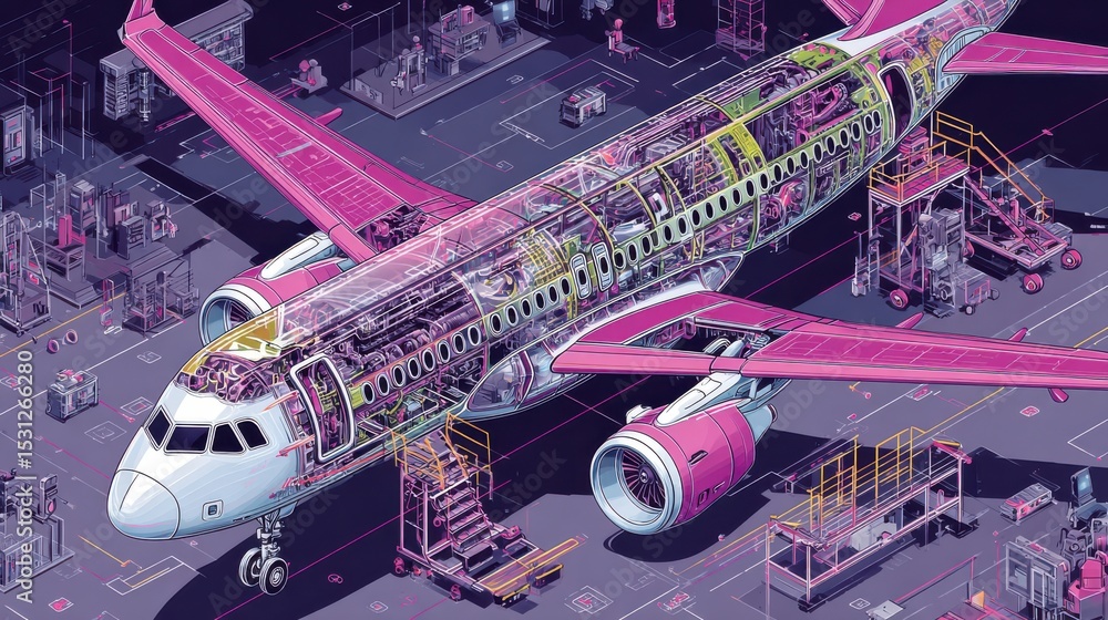 Poster aerospace assembly showcasing structural accuracy and performance parts supporting high-tech product