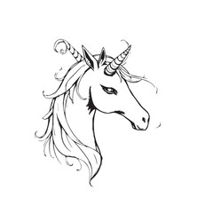 Elegant line art unicorn head profile