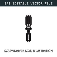 Screwdriver Icon Logo Vector Image in Black and White
