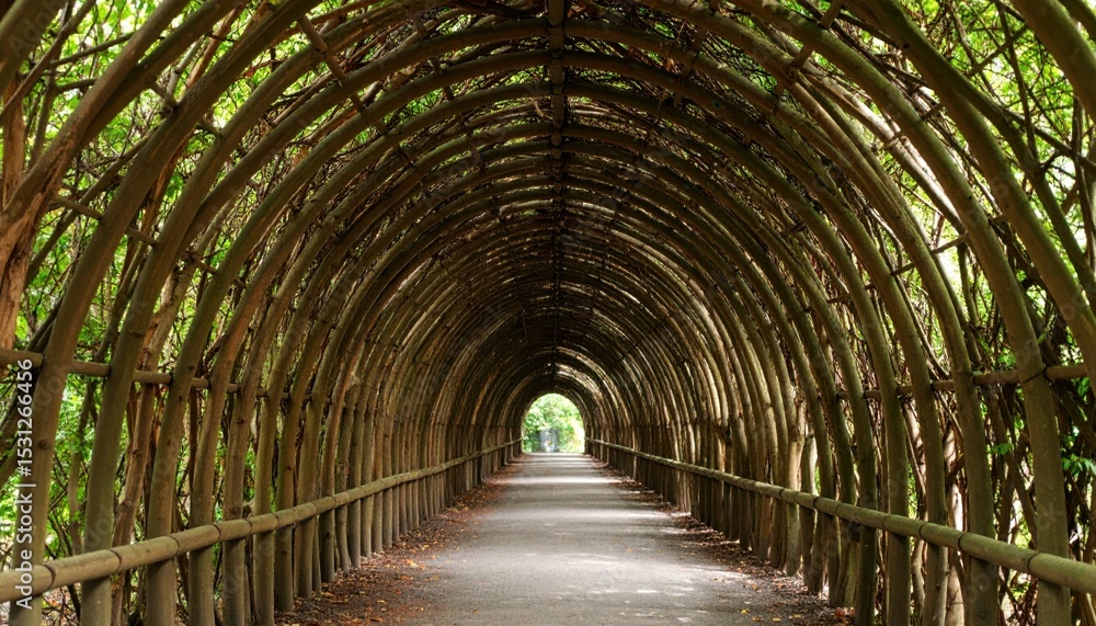 Poster organic architecture of interwoven tree branches creating a pathway