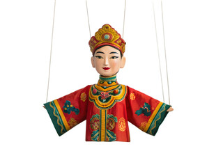 vietnamese puppet water show figure white background