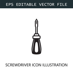 Screwdriver Icon Logo Vector Image in Black and White
