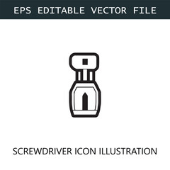 Screwdriver Icon Logo Vector Image in Black and White
