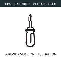 Screwdriver Icon Logo Vector Image in Black and White
