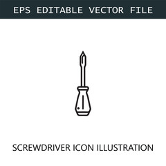 Screwdriver Icon Logo Vector Image in Black and White
