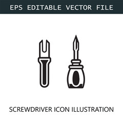 Screwdriver Icon Logo Vector Image in Black and White
