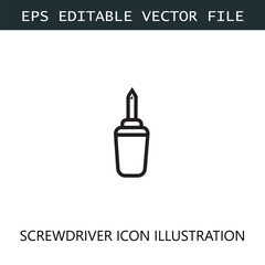 Screwdriver Icon Logo Vector Image in Black and White
