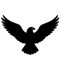 Black Eagle Silhouette, Vector Illustration, Wings Spread Wide