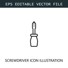 Obraz premium Screwdriver Icon Logo Vector Image in Black and White 