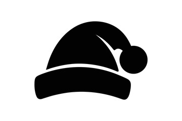 Illustration of a black santa hat with a pompom