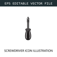 Screwdriver Icon Logo Vector Image in Black and White
