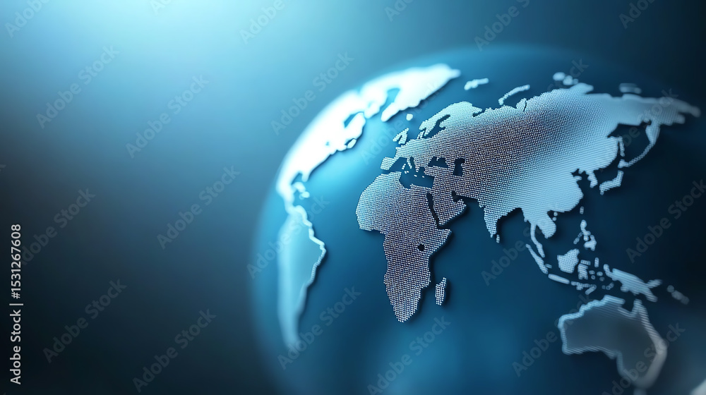 Poster a close-up view of earth, showcasing intricate details of continents against a glowing backdrop, sym