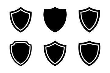 Collection of six varied shield shape illustrations