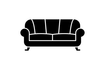 Illustration of a black two seater sofa with legs