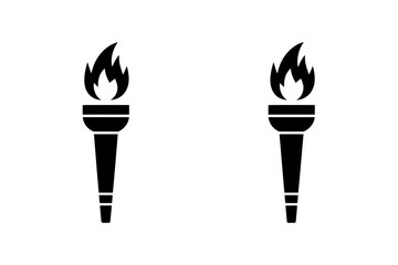 Two black torches with flames on a white background