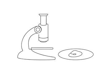 Simple line drawing of a microscope and sample slide