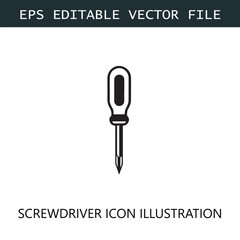Screwdriver Icon Logo Vector Image in Black and White
