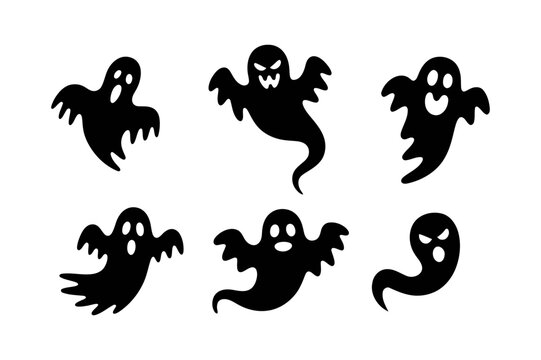 Collection of six black silhouette ghost figures