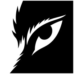 Monochrome stylized wolf eye vector illustration, graphic design element