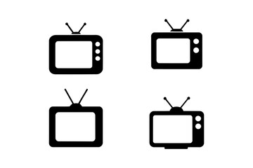 Collection of four vintage television set icons