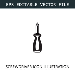 Screwdriver Icon Logo Vector Image in Black and White
