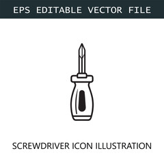 Screwdriver Icon Logo Vector Image in Black and White
