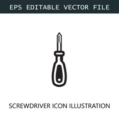Screwdriver Icon Logo Vector Image in Black and White
