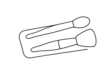 Simple line drawing of makeup brushes in holder