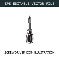 Screwdriver Icon Logo Vector Image in Black and White

