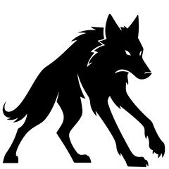 Black Wolf Silhouette, Vector Illustration, Fierce Animal Design