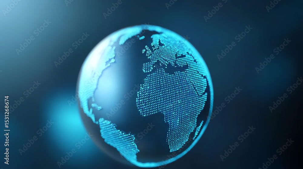 Aufkleber A futuristic digital globe design showcasing a global network. Perfect for tech-related themes and concepts in digital art.
