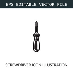 Screwdriver Icon Logo Vector Image in Black and White
