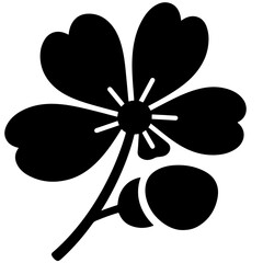 Black and white four-leaf clover illustration, vector design element