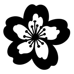 Black and white stylized flower illustration, vector graphic design element