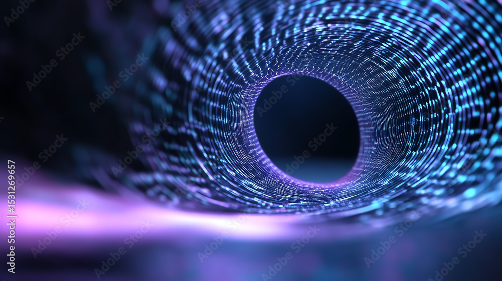 Aufkleber a mesmerizing digital tunnel composed of vibrant blue and purple light, symbolizing the depth and co